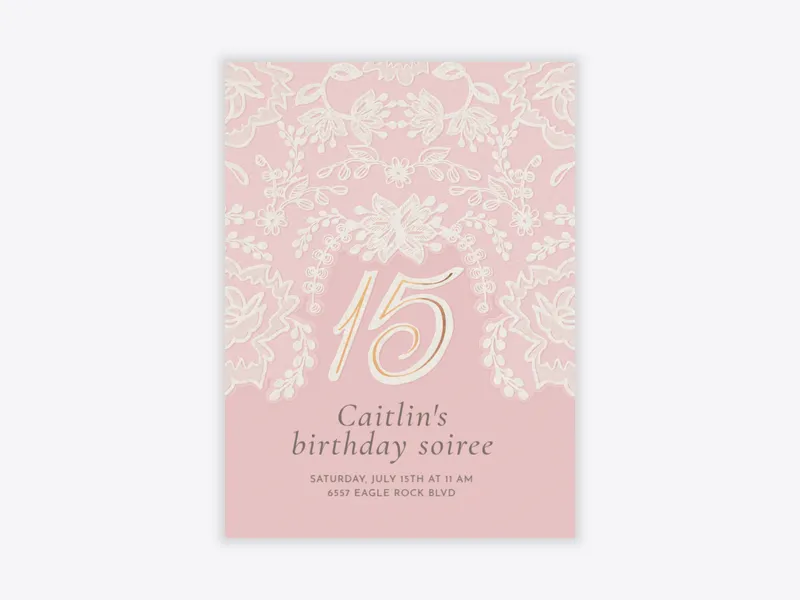 Pink Lace - quinceanera - Invitation