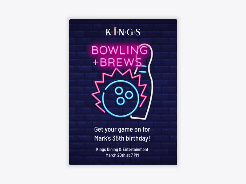 Kings Dining & Entertainment: Bowl & Brew - kings_entertainment - Invitation