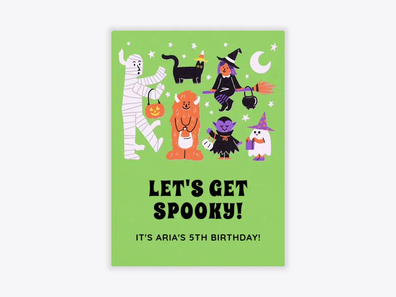 Lime Cutesy Spooky Costumes - halloween - Invitation