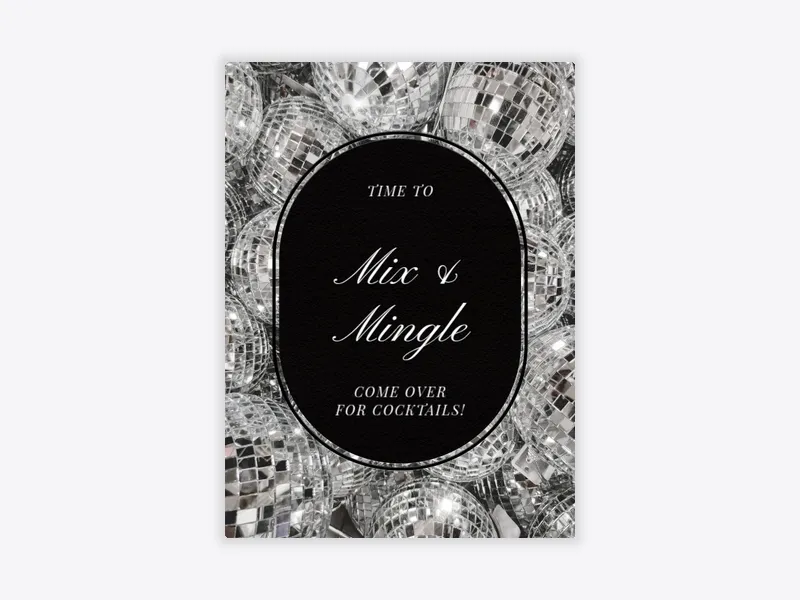 Silver Mirror Ball - cocktail_party - Invitation