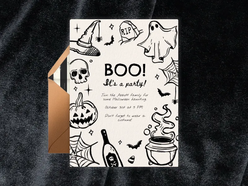 Skeleton Sketches - halloween - Invitation