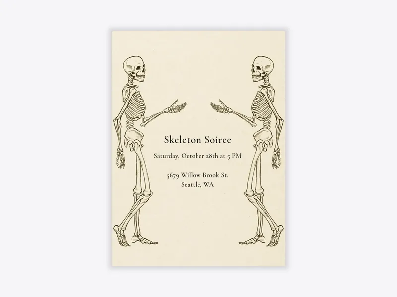 Skeleton Etching - summerween - Invitation