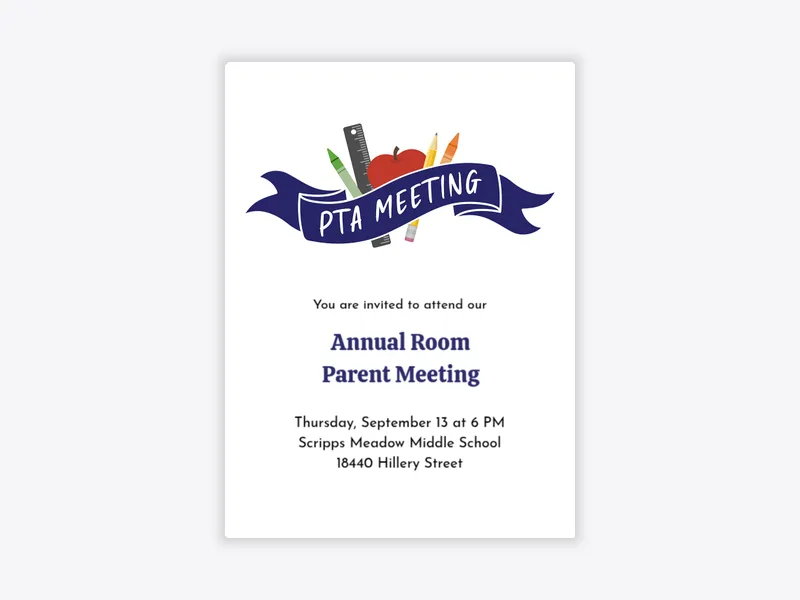 Room Parent Meeting - back_to_school - Invitation