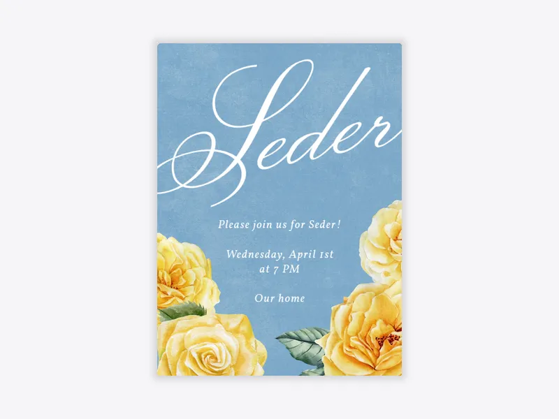 Seder Flowers - passover - Invitation