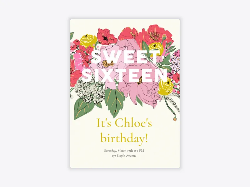Sixteen Floral - sweet_sixteen - Invitation