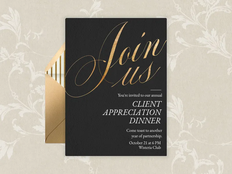 Gold Soaring Script - appreciation_events - Invitation