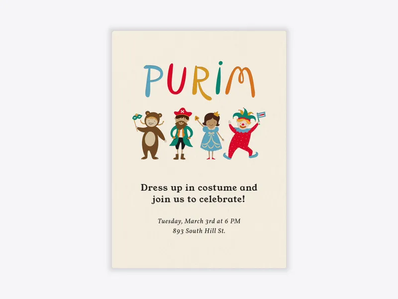 Purim Masquerade - purim - Invitation
