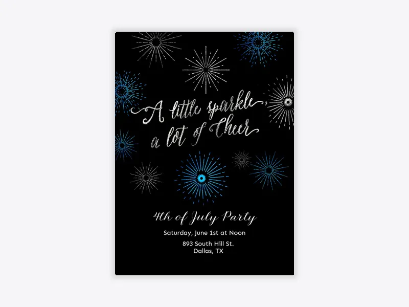 Silver Starbursts - july_fourth - Invitation