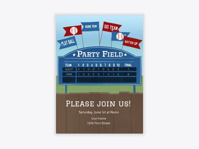 Stadium Scoreboard - baseball - Invitation