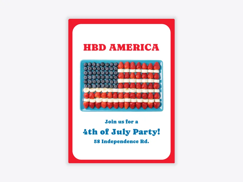 Strawberry Stripes - july_fourth - Invitation