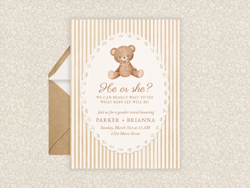 Sweet Teddy - gender_reveal - Invitation