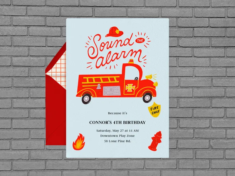 Sound the Alarm 4th Birthday - 4th_birthday - Invitation