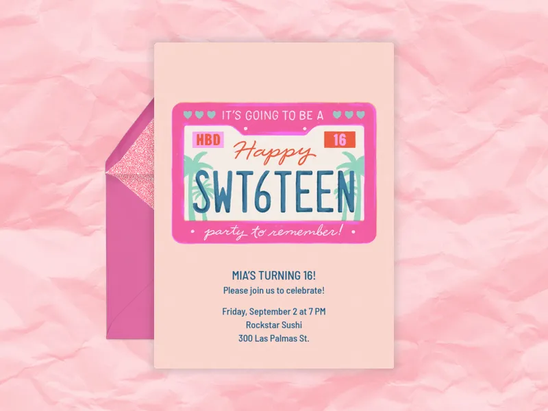 Sweet 16 License Plate - sweet_sixteen - Invitation