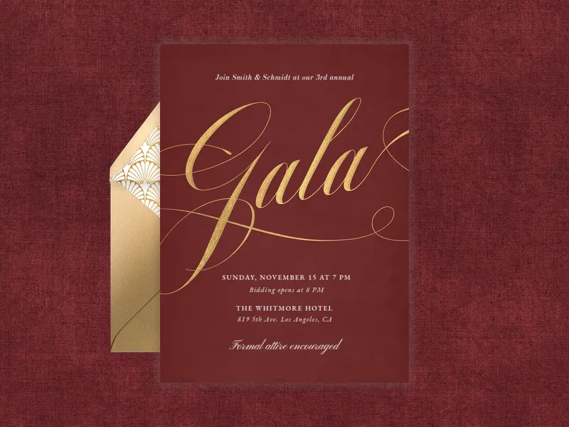 Red Sweeping Script - charity_fundraisers - Invitation