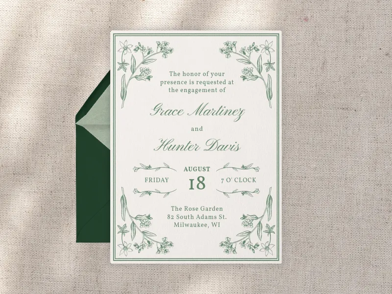 Vintage Embossed Florals - floral - Invitation