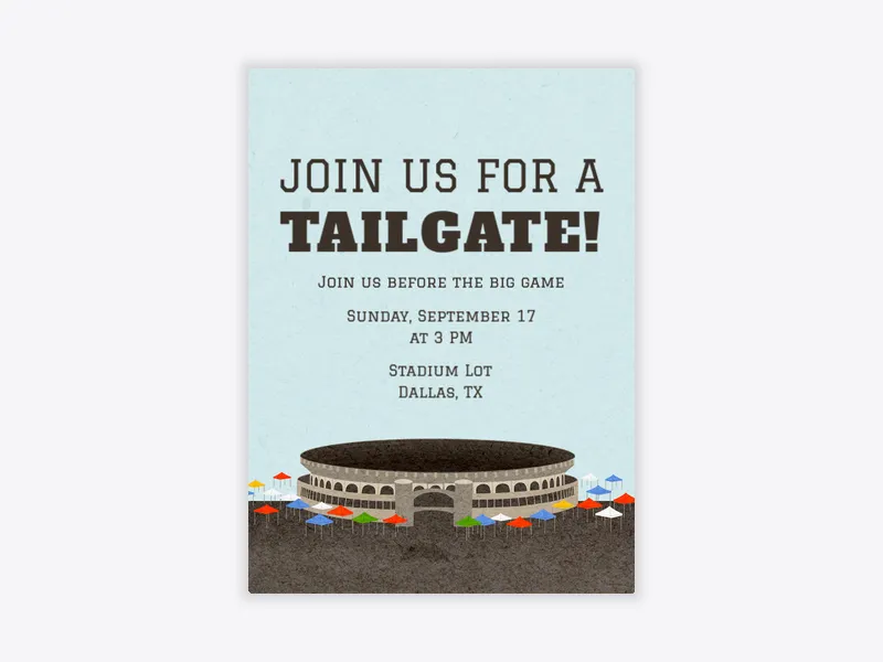 Tailgate Stadium - tailgating - Invitation