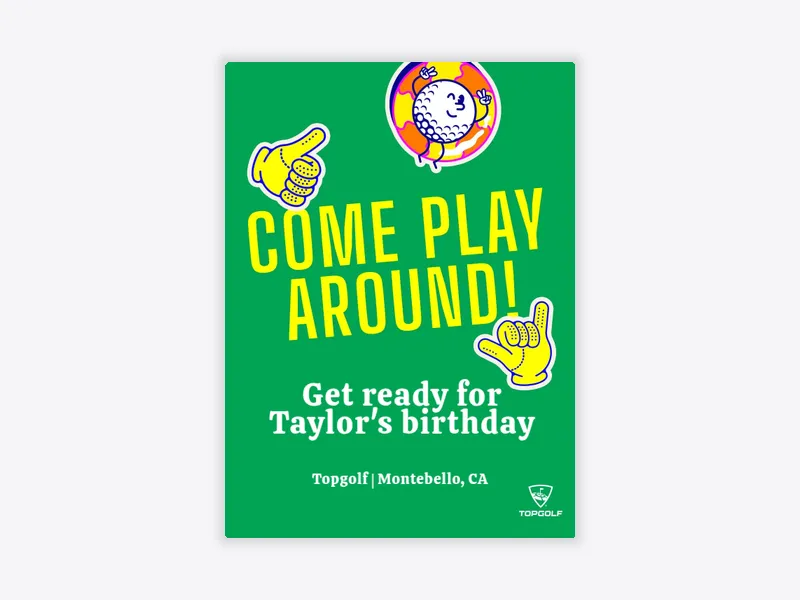 Topgolf: Green Come Play Around - topgolf - Invitation