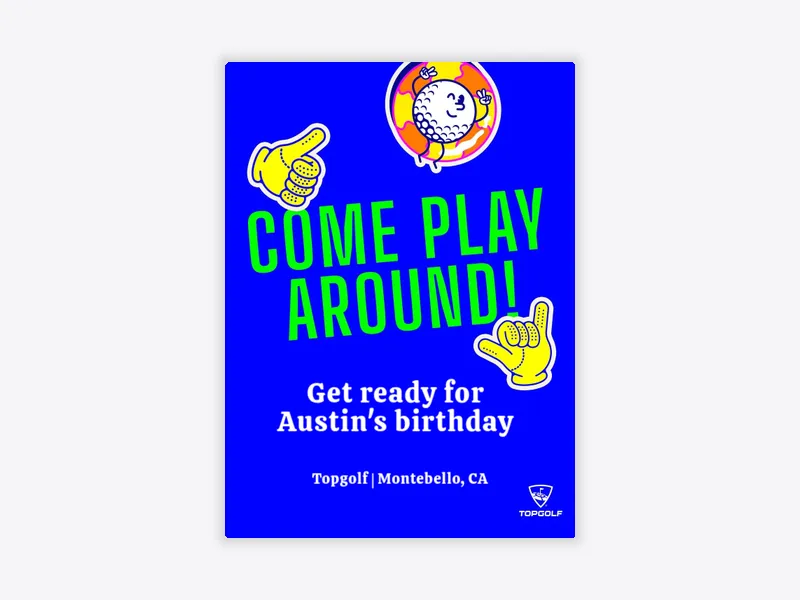 Topgolf: Blue Come Play Around - tween_birthday - Invitation