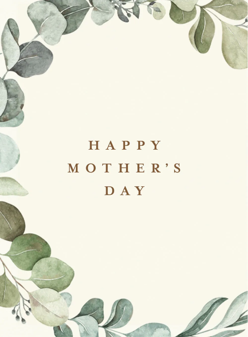 Watercolor Eucalyptus Wreath - mothers_day_cards - Card