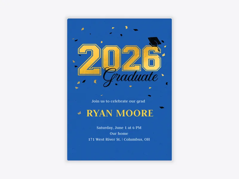 Blue Festive Graduate - graduation - Invitation
