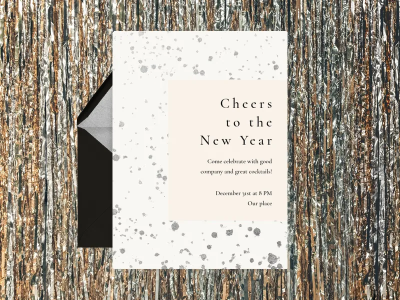 Silver Paint Splatter - new_years - Invitation