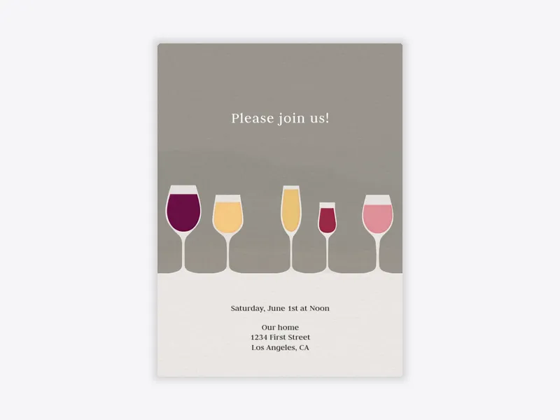 Gray Wine Glasses - cocktail_party - Invitation