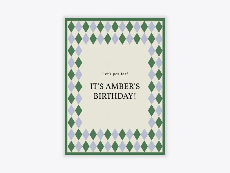 Argyle Style - golf - Invitation