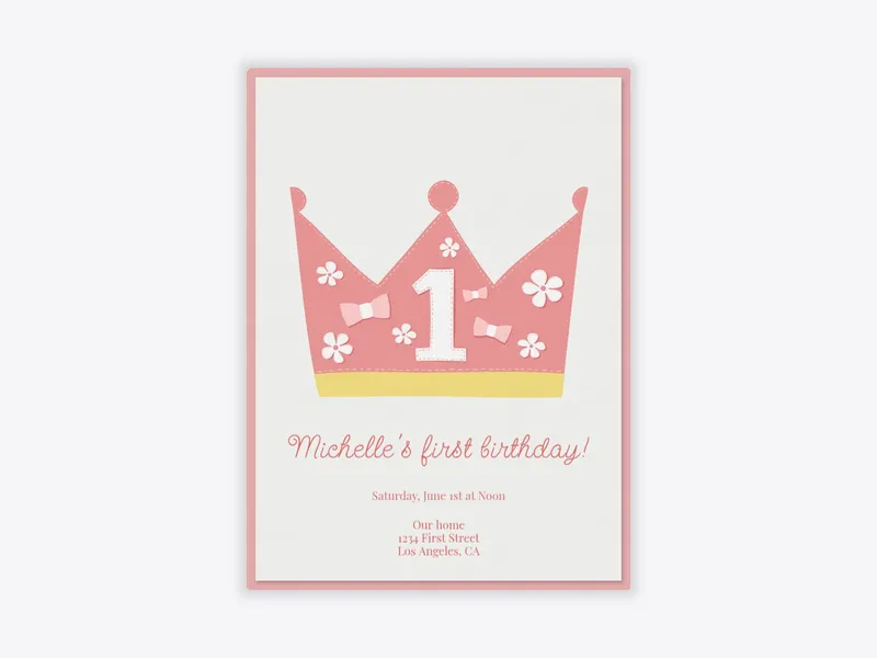 Pink Birthday Crown - babys_first - Invitation
