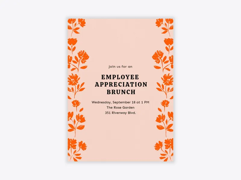 Orange Floral Border - appreciation_events - Invitation