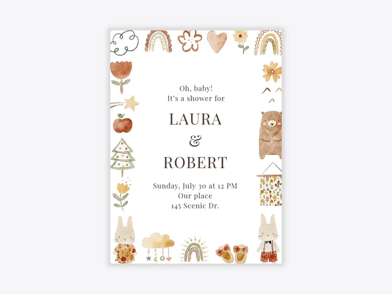 Boho Flora & Fauna Frame - baby_shower - Invitation