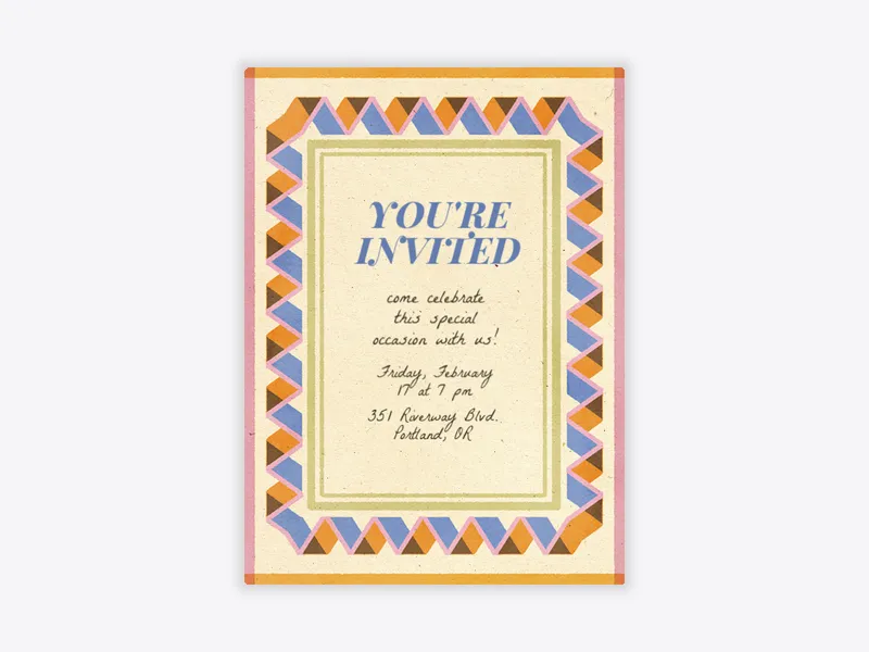 Block Print Zigzag Border - school - Invitation
