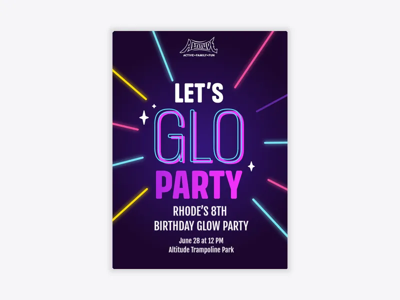Altitude Trampoline Park: Glow & Jump - altitude_trampoline_park - Invitation