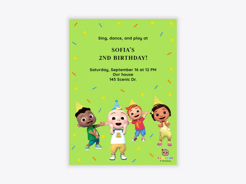 CoComelon: JJ, Cody, Nico & Nina 2nd Birthday - cocomelon - Invitation