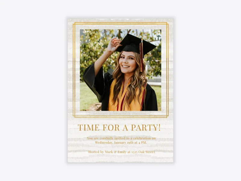 Basic Watercolor Birch (Photo) - graduation - Invitation