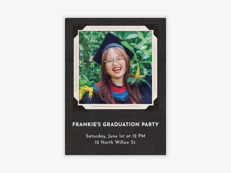 Black Basic Linen (Photo) - graduation - Invitation