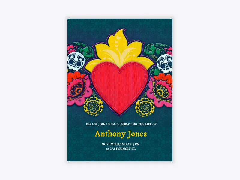 Corazon - dia_de_los_muertos - Invitation