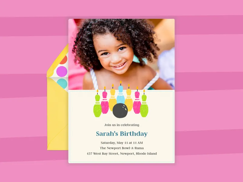 Bowling Birthday Candles - birthday_forkids - Invitation
