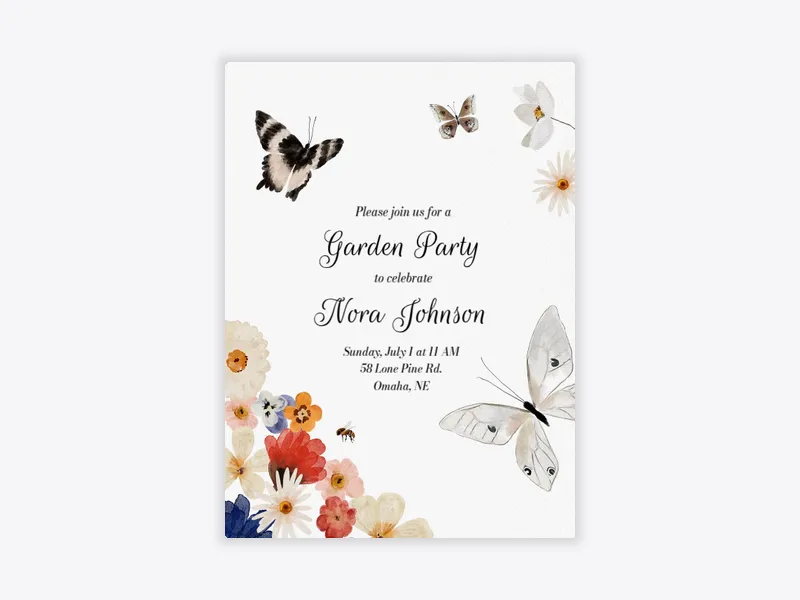 Butterfly Garden - baby_naming_bris - Invitation