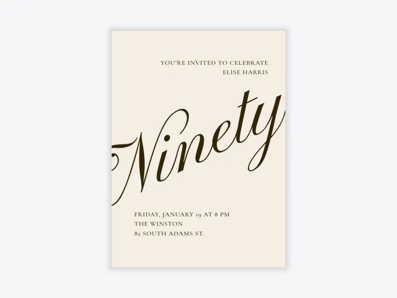 Beige Cursive 90th Birthday - 90th_birthday - Invitation
