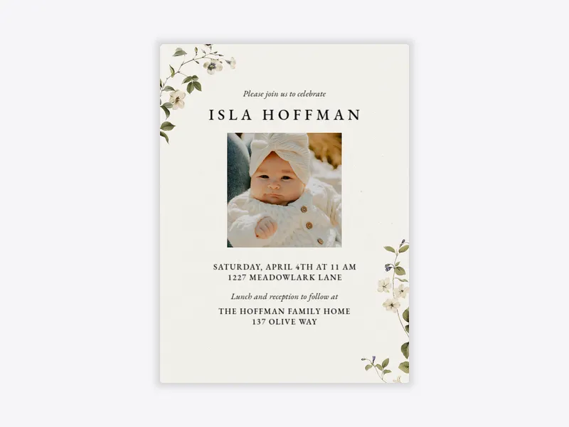 Delicate Vines (Photo) - baptism - Invitation