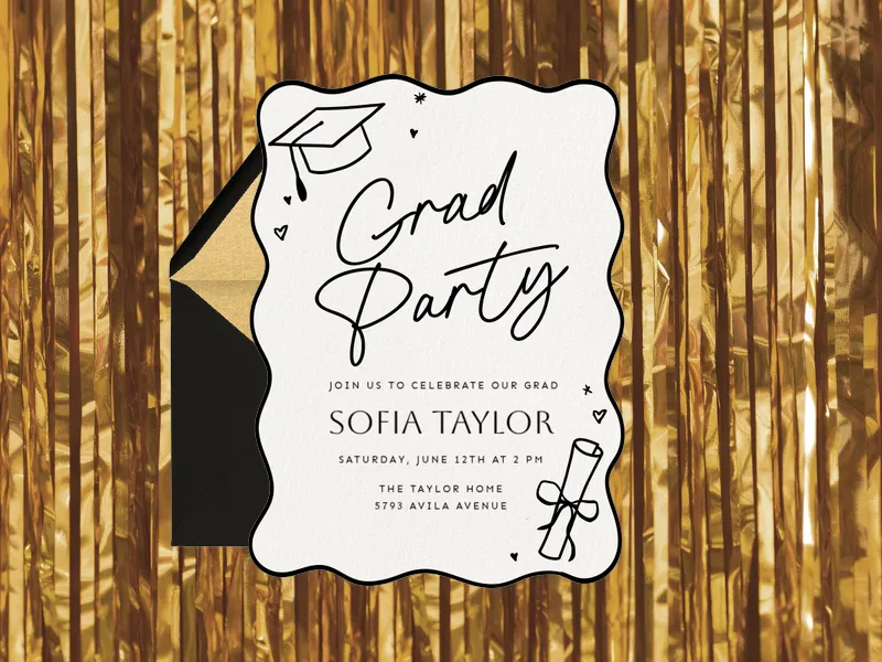 Doodle Waves - graduation - Invitation