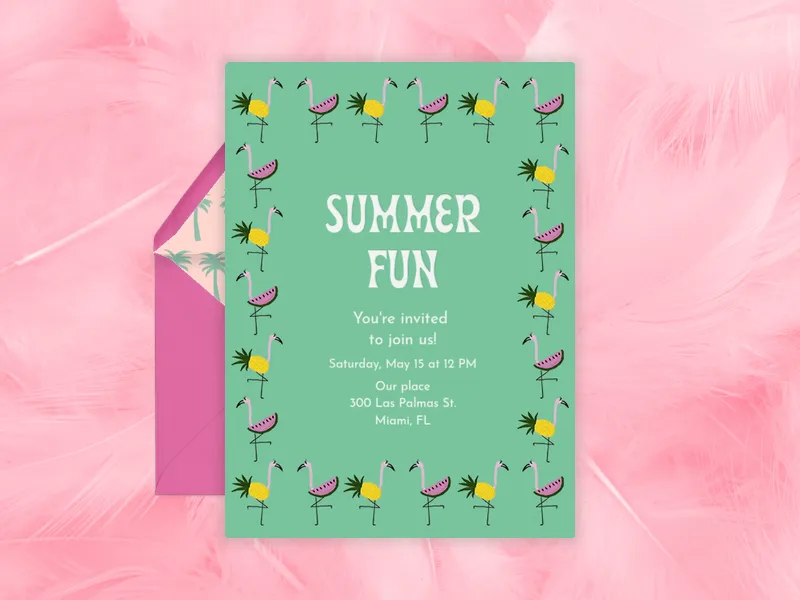 Fruity Glamingos - pool_party - Invitation