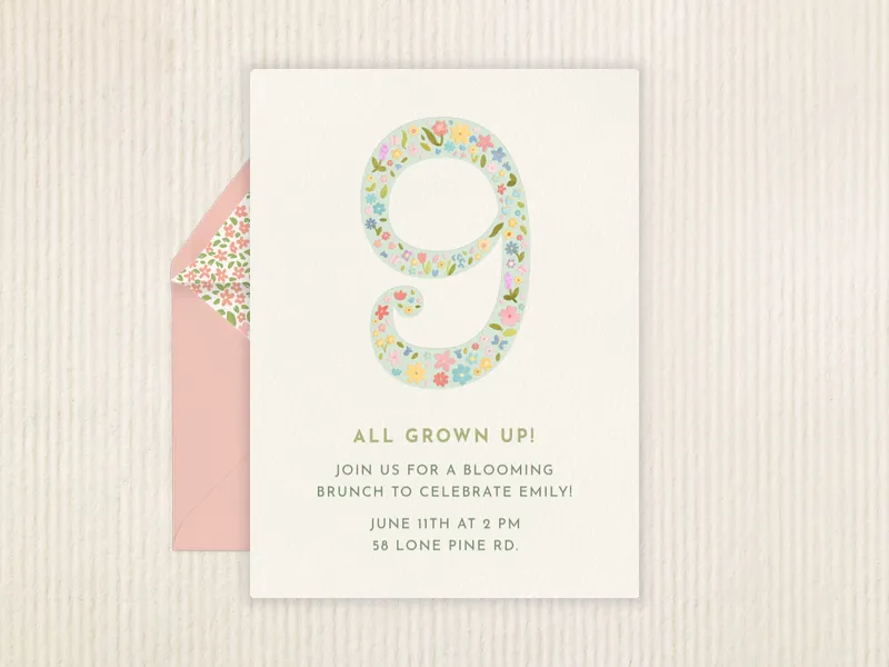 Floral Whimsy - 9th_birthday - Invitation