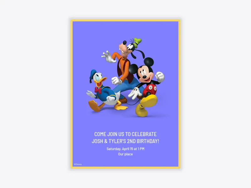 Disney’s Mickey Mouse: Mickey & Pals 2nd Birthday - featured - Invitation