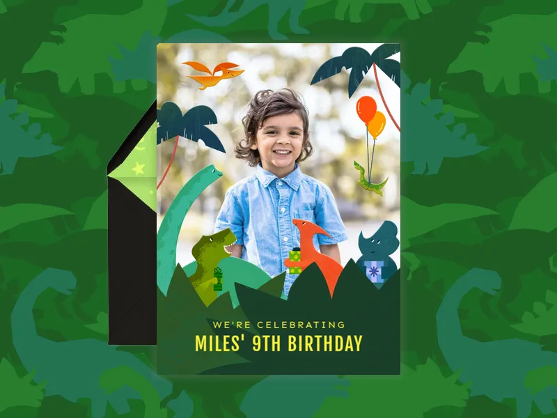 Green Dinosaur Birthday (Photo) - featured - Invitation