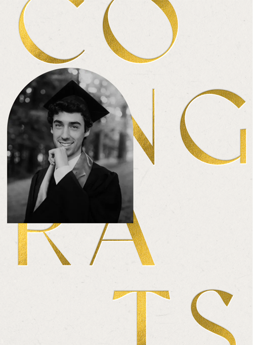Gold Congratulations Announcement (Photo) - graduation_cards - Card