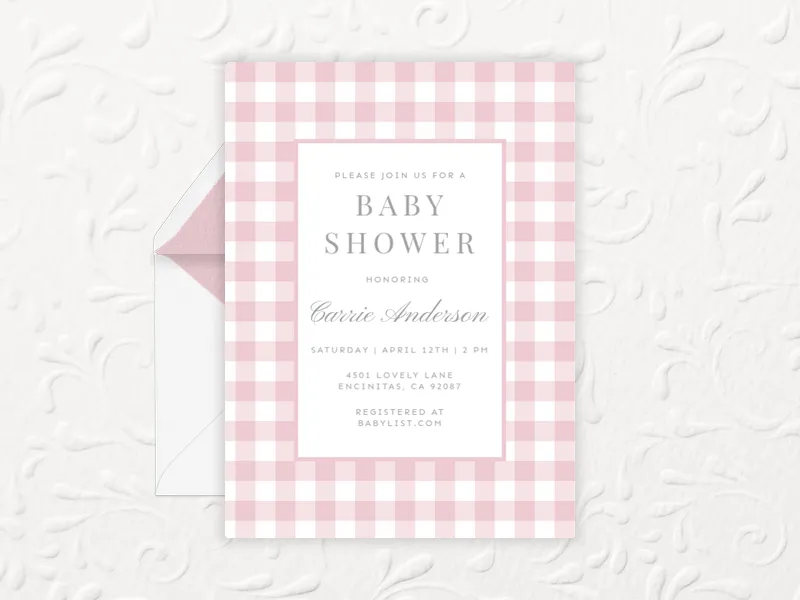 Pink Gingham Goodness - baby_naming_bris - Invitation