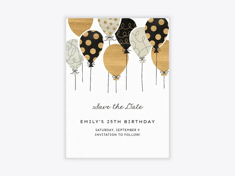 Gold Print Balloons Save the Date - parties_save_the_date - Invitation