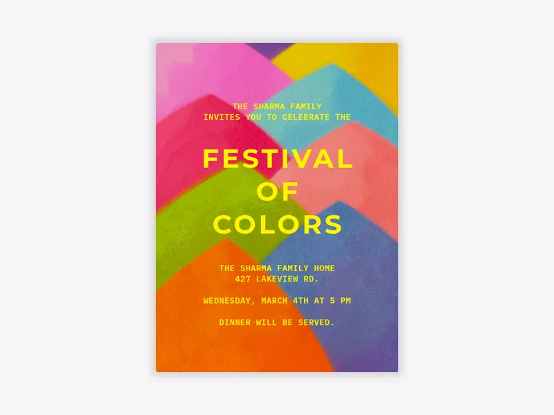 Gulal Colors - holi - Invitation