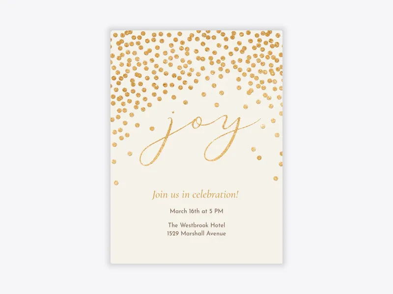 White & Gold Confetti Joy - featured - Invitation